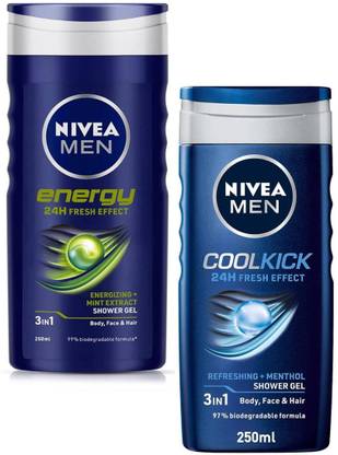 NIVEA Energy & Cool kick shower Gel 250ml Set of 2