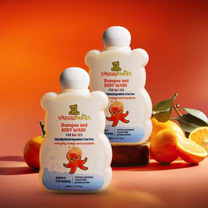 ShuShu Babies Everyday Orange & Mandarin Shampoo and Body Wash for Babies- 200ml | pack of 2