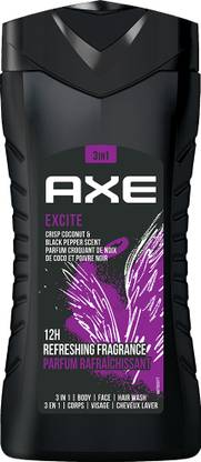 AXE Excite 3 In 1 Body, Face & Hair Wash for Men, Long-Lasting Fragrance