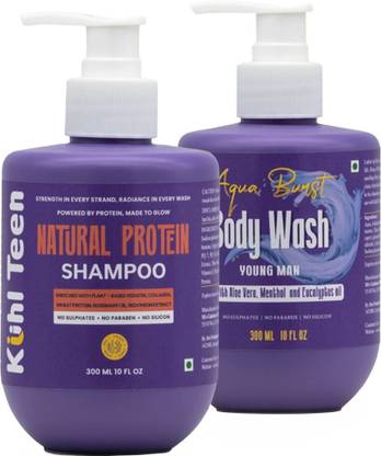 Kühl Teen Natural Protein Shampoo + Aqua Burst Body Wash Combo| Hair & bodycare