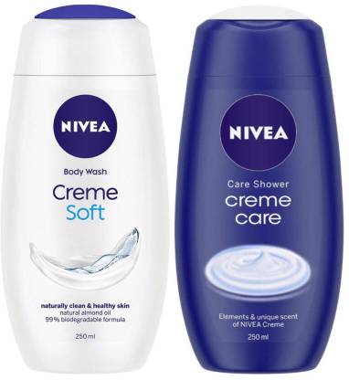 NIVEA Creme Soft & Creme Care shower Gel 250ml Set of 2