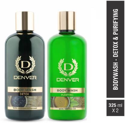 DENVER Bodywash with Tree Tea Oil 325 ml and Activated Charcoal 325 ml Combo  (2 x 325 ml)