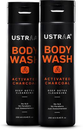 USTRAA Body Wash- Activated Charcoal - 250 ml - Deep Skin Detox with Activated Charcoal