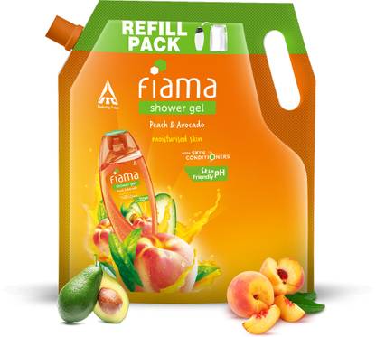 FIAMA Body Wash Shower Gel Peach & Avocado Value Pouch, For Moisturized Skin