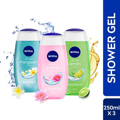 NIVEA Shower Gel with Oil, Water Lily, Lemon, Frangipani | Refreshing Scent of Flowers