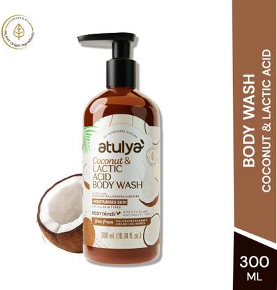 Atulya Coconut & Lactic Acid Body Wash, Paraben & SLS Free | Prevents Dryness -
