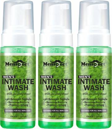 Mensport Intimate Care for Private Parts Men with Tea Tree,Pure & Safe Pack 3 of 150ML