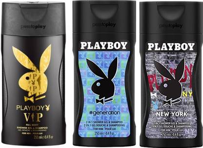 PLAYBOY VIP + Generation + New York Shower Gel Combo For Men (250ml each)