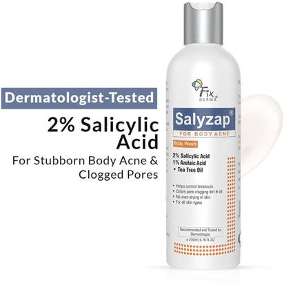 Fixderma 2% Salicylic Acid Salyzap Body Wash For Body Acne, Back, Shoulders, Arms Acne