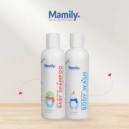 Mamily Natural Baby Shampoo & Body Wash - 200 ml - Combo Pack of 2