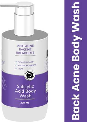 DERMISTRY 1% Salicylic Acid Exfoliating Body Wash for Open Pores Oily Acne Prone Skin Scrub