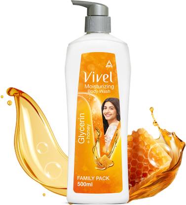 Vivel Moisturizing Body Wash Glycerin & Honey Shower Gel, Pump Bottle, Glowing Skin