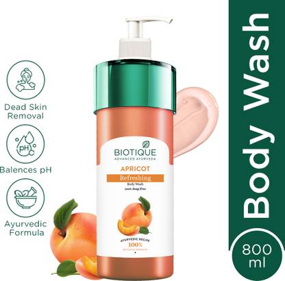 BIOTIQUE Apricot Refreshing Body Wash | Super Saver XL Pump Bottle | Exfoliates Skin