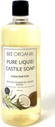 bee organik Pure Liquid Castile Soap Unscented |Natural Organic Safe For Body