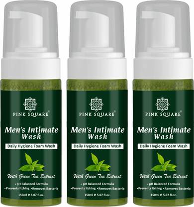 Pink Square Foaming Foam For Mens Intimate Wash ( With Green Tea Extract) Pack Of 3 (450ml)