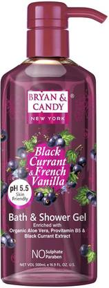 Bryan & Candy Black Currant Shower Gel, Aloe Vera Moisturizing Body Wash for Soft, Supple Skin