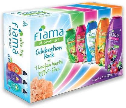 FIAMA Celebration Pack with 5 Unique Body Wash Shower Gels, (125ml Pack of 5)