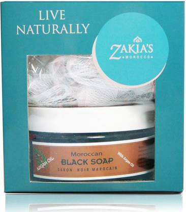 Zakia's Morocco Black Soap with Argan Oil and Kessa Exfoliating Glove