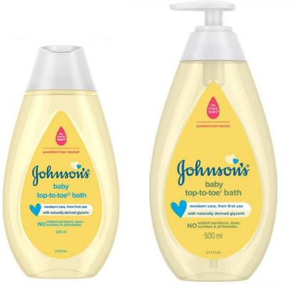 JOHNSON'S Baby Body Wash 500 ml & 200 ml | Top to Toe Bath | Home and Travel Pack Combo