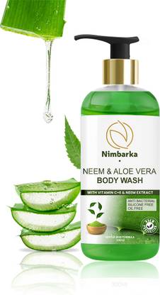 NIMBARKA Neem & Aloe Vera Body Wash, Vitamin C & E Antibacterial, Silicone-Free, Oil-Free