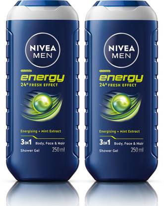 NIVEA Body Wash Combo, Energy Shower Gel, Mint Extract for Body, Face & Hair