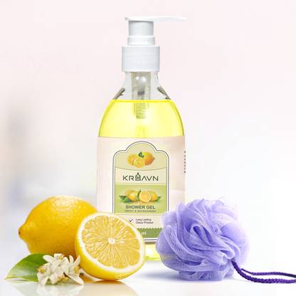 KRSAVN Body Wash, Lemon & Oil Shower Gel, Pampering Care With Refreshing Scent Of Lemon