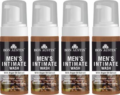 Bon Austin Men's Intimate Wash with Argan Oil Keeps Intimate Area Clean Pack of 4 of 150ML
