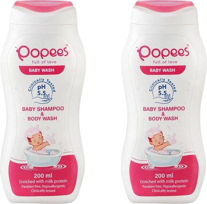 Popees BABY SHAMPOO & BODY WASH - 200 ML Pack of 2