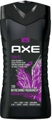 AXE Excite 3 In 1 Body, Face & Hair Wash for Men, Long-Lasting Refreshing