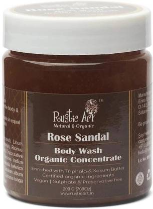 RUSTIC ART Organic Rose Sandal Body Wash Concentrate