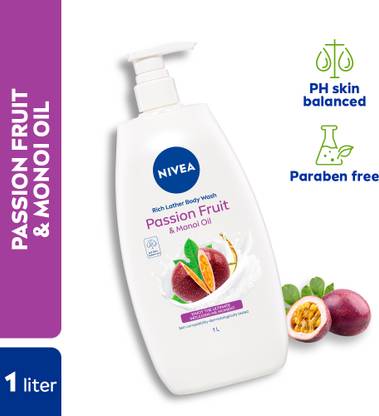 NIVEA Passion fruit & Monoi Oil Body Wash for Lasting Fragrance & Healthy Skin | 1L