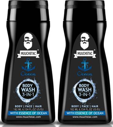 MUUCHSTAC Ocean 3 in 1 Body Wash for Men, Shower Gel for Body, Face & Hair Wash