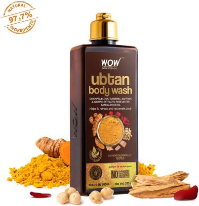 WOW SKIN SCIENCE Ubtan Body Wash With Chickpea Flour, Almond , Saffron & Turmeric Extracts