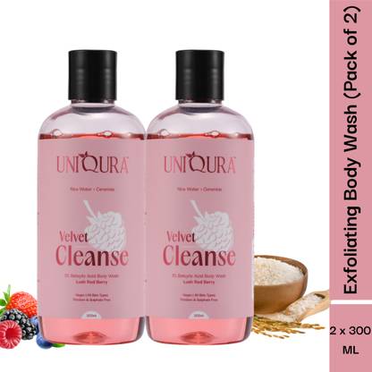 Uniqura 1% Salicylic Acid Body Wash Value Pack for Body Acne & Bumpy Skin