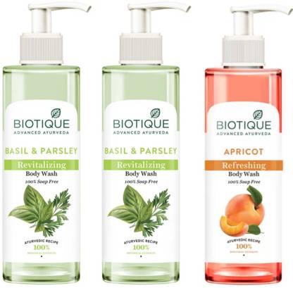 BIOTIQUE Body Wash 200 ML - Basil & Parsley Qty-2 & Apricot Qty-1