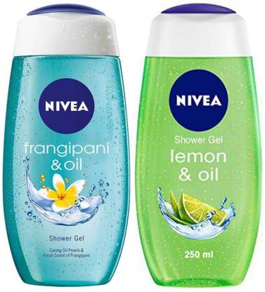 NIVEA Frangipani & Oil 250ml shower Gel , Lemon & Oil 250ml Shower Gel (set of 2)