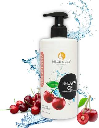 Birch and Lily Red Cherry Shower Gel, Refreshing & Hydrating, SLS Free Body Wash