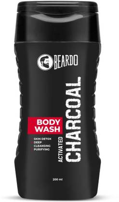 BEARDO Activated Charcoal Body Wash for Men, 200ml | With Activated Charcoal | Soap Free | Deep Cleansing | Skin Detox | Anti-Pollution | For Body & Face| Refreshing Fragrance