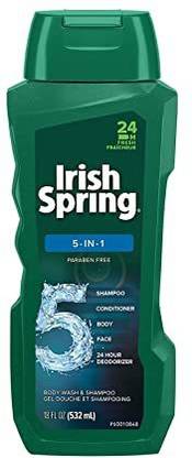 Irish Spring 5-in-1 Shampoo, Conditioner, Body Wash, Face Wash & Deodorizer, 18 Oz