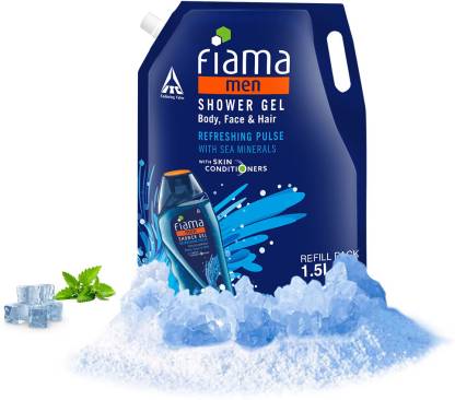 FIAMA Men Body Wash Shower Gel Refreshing Pulse Value Pouch, For Moisturized Skin