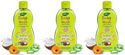 Dabur Baby Wash 200ml-Pk-3 pH 5.5 balanced, No Harmful Chemicals & Tear Free Formula