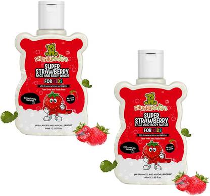 ShuShu Babies Super Strawberry Face & Body Wash for Kids with Strawberry & Manjistha-60ml each