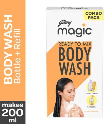 Godrej Magic Ready to Mix Body Wash Honey & Jasmine Combi pack (Bottle + Refill)