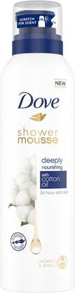 DOVE Nourishing Shower + Shaving Mousse with Cotton Oil, Shower Gel for 24hr Softness