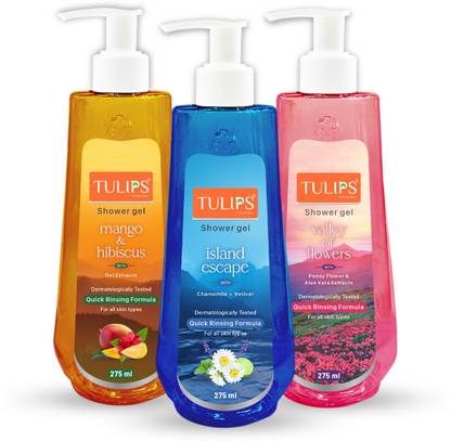 Tulips Shower Gel (Valley of Flowers, Mango Hibiscus & Island Escape) For all Skin Type