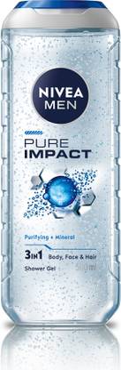 Nivea Men Pure Impact Body Wash with Purifying Micro Particles, Body, Face & Hair For Men