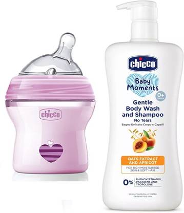 Chicco Baby Natural Feeding Bottle 150ml and wash and shampoo 500 ml (combo)