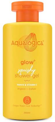 Aqualogica Glow+ Squishy Shower Gel with Papaya & Vitamin C-Deeply Cleansed & Hydrated Skin