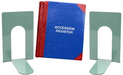 Standard Library Service 2 Large Steel Book Supports Size 9,1/2" x 6" & 1 Accession Register Steel Book End