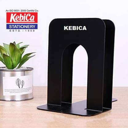 Kebica Metal Bookend for Office - 2 Per Pack (Black) Iron Book End